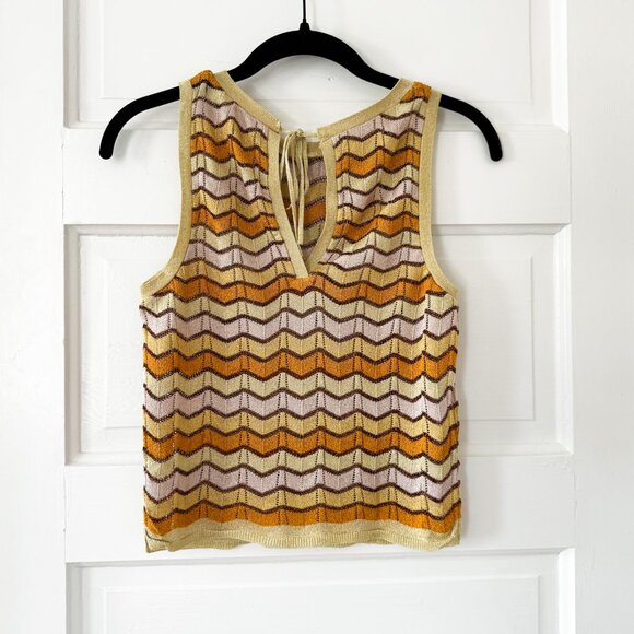 Mango Geometric Knit Tank - Multi Metallic - Picture 3 of 5